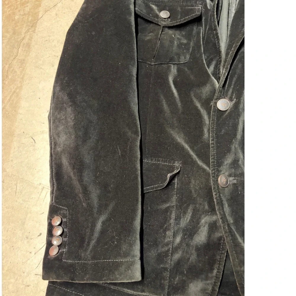 Kenneth Cole New York Mens Black Velvet Field Jacket Blazer Military Medium 40